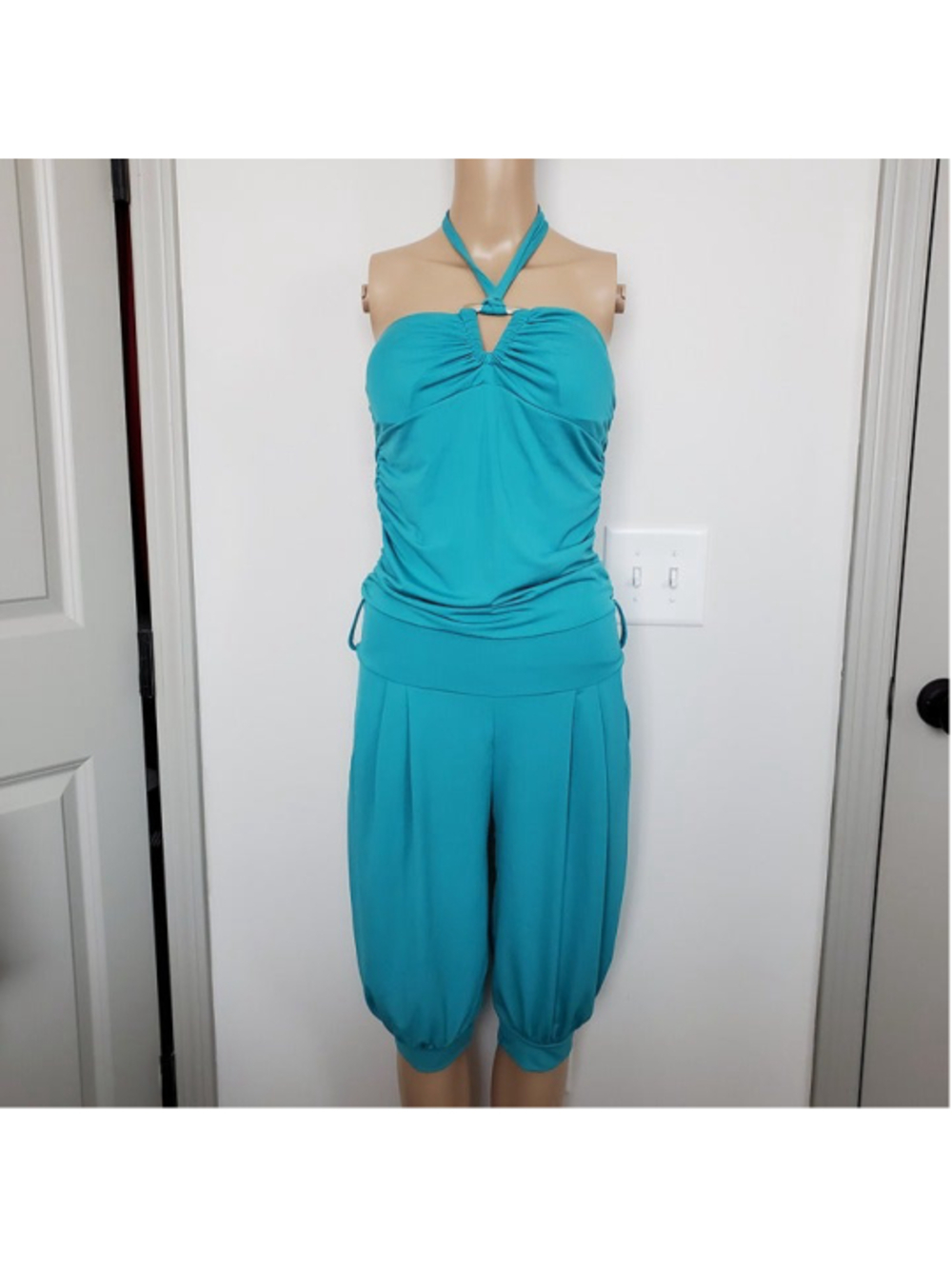 Women's Unbranded Turquoise Halter Jumpsuit Size S